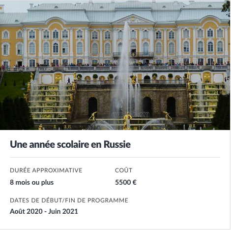 Page Internet. AFS. Une année scolaire en Russie. 2020-09-01